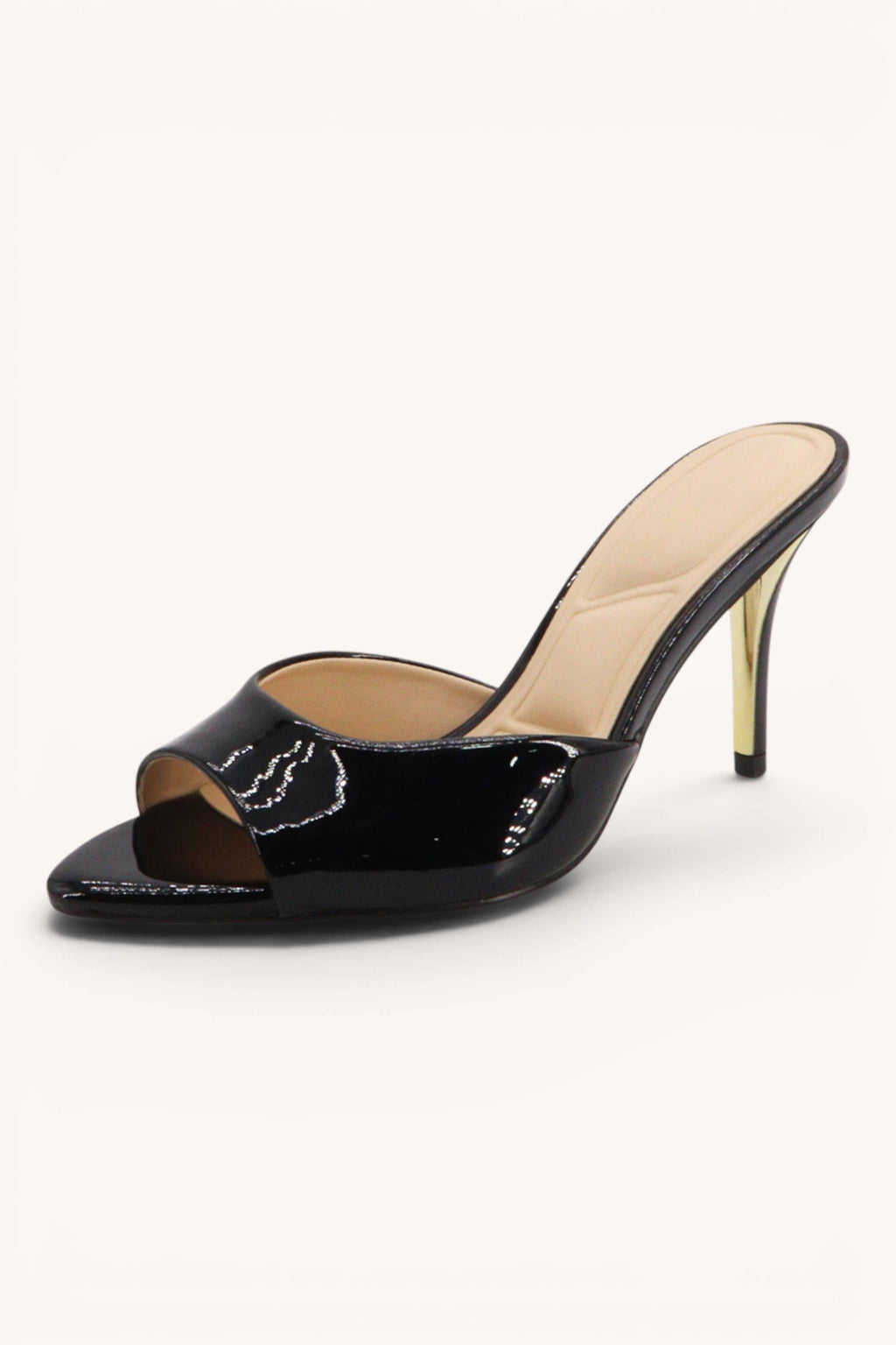 FEROCIOUS-08 Glossy Stiletto Mule Heels Trendy Open Toe Sand: TORTOISE / A12