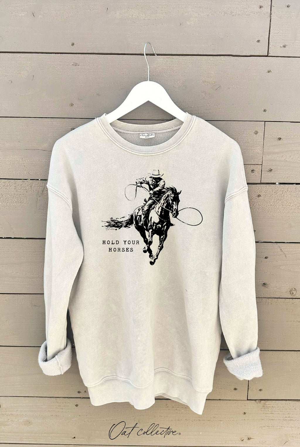 HOLD YOUR HORSES Mineral Graphic Sweatshirt: DUSTY FOREST / M