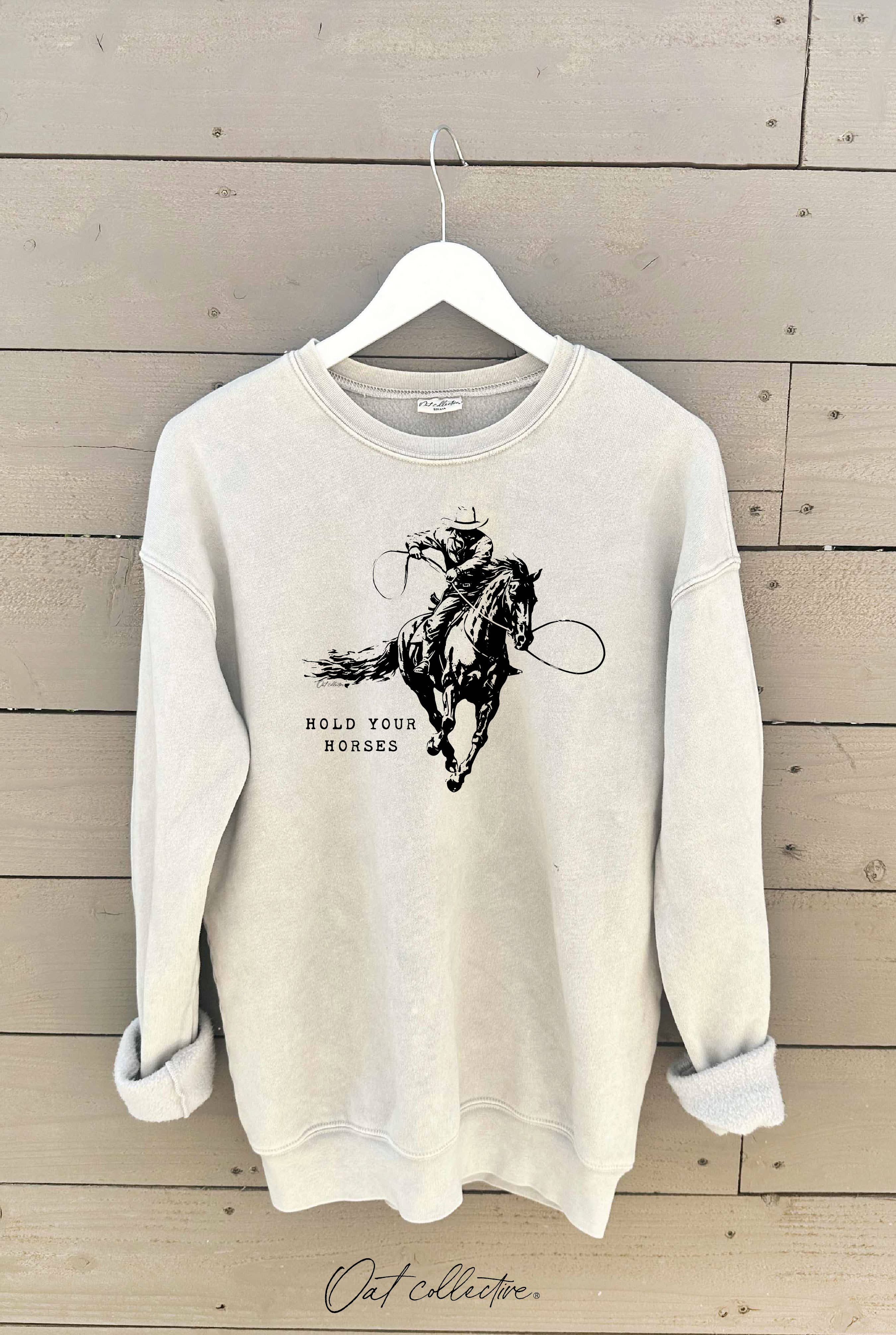 HOLD YOUR HORSES Mineral Graphic Sweatshirt: DUSTY FOREST / XL