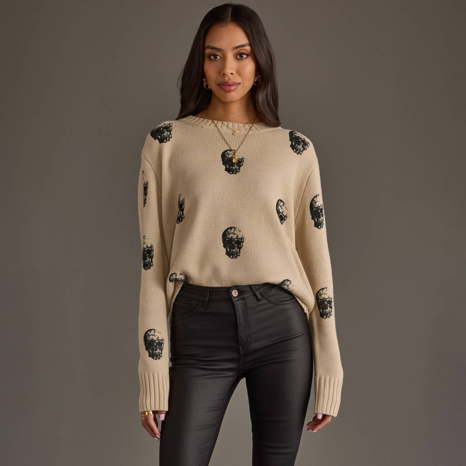 Tan Skull Sweater