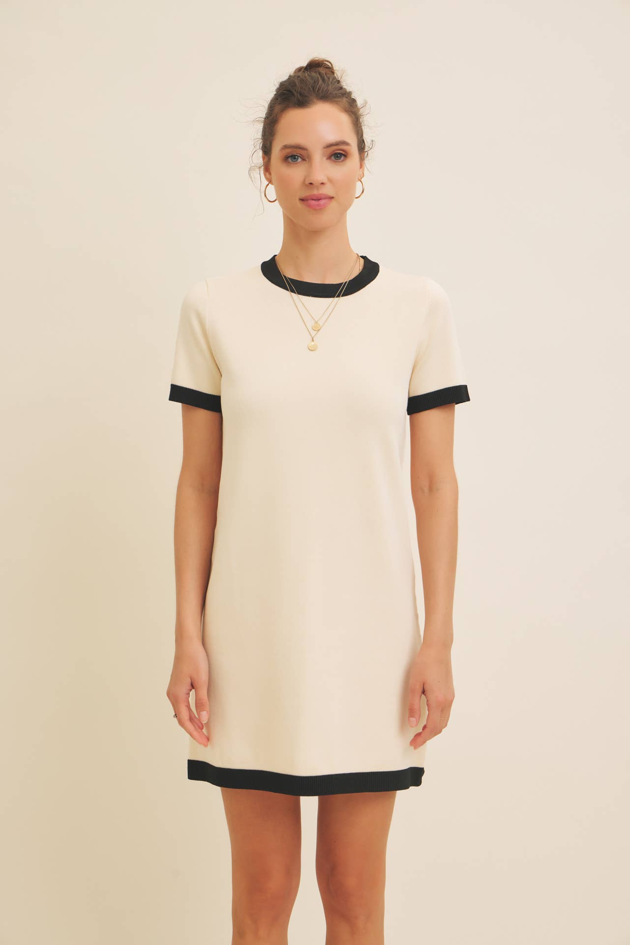 Cream Edge Sweater Dress