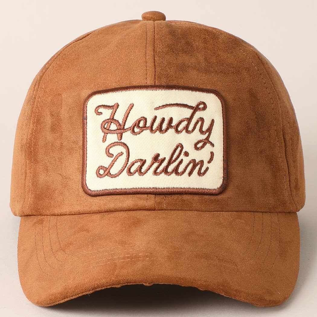 Howdy Darlin Patch Suede Baseball Cap