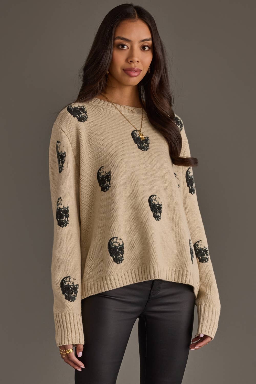 Tan Skull Sweater