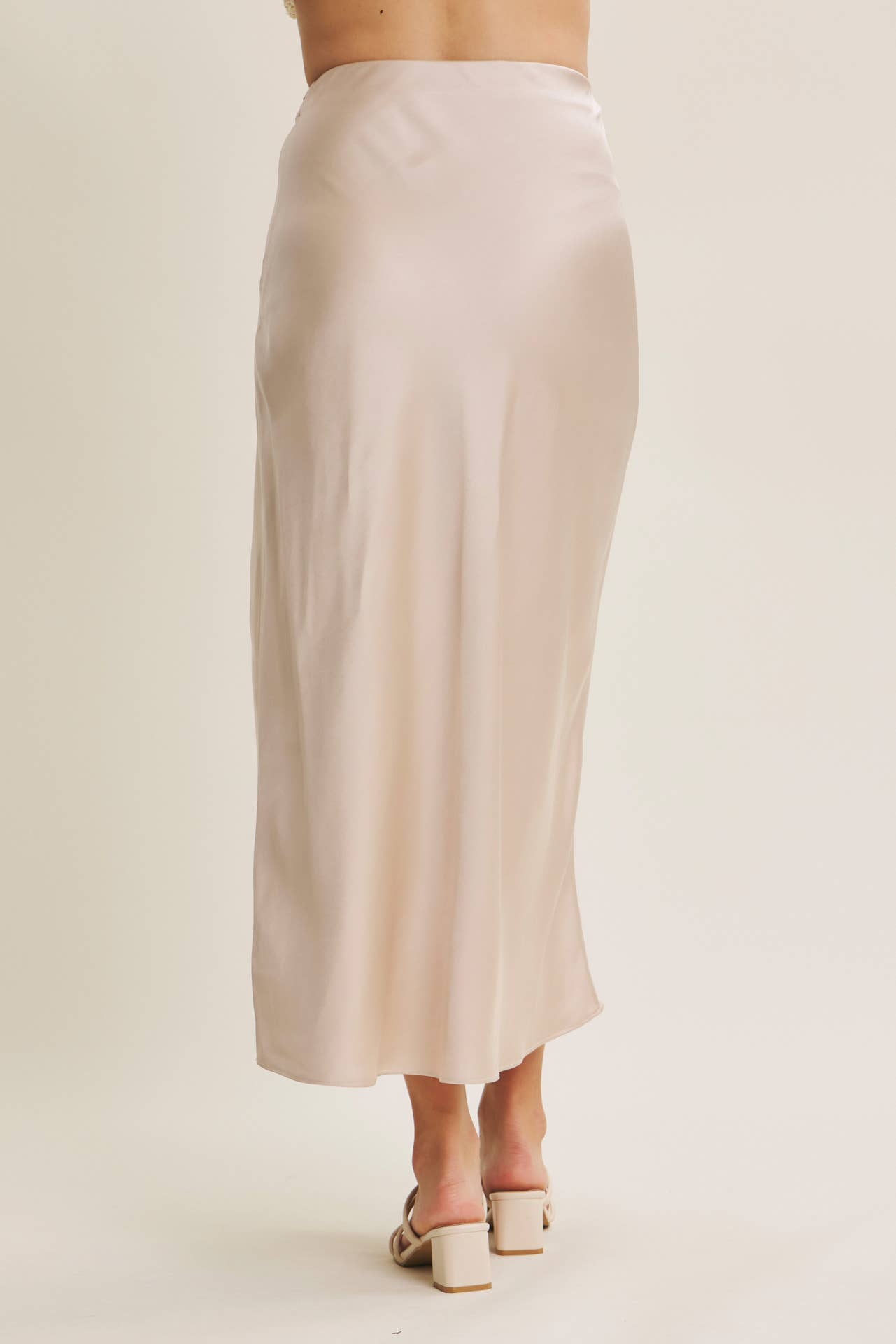 MOONLIT THICK HIGH QUALITY SILKY SATIN BIAS CUT MAXI SKIRT: DUSTY MAUVE / L