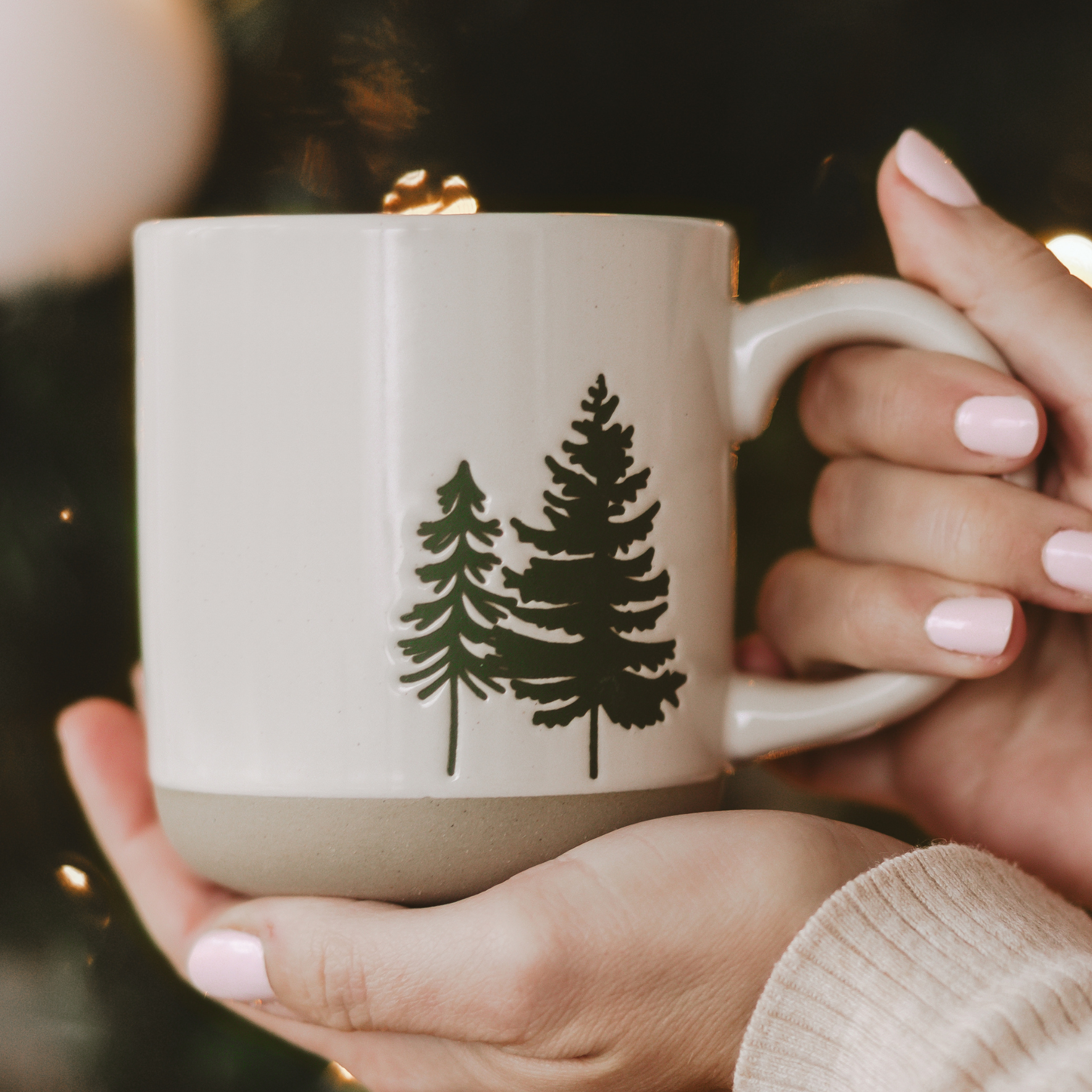 Green Trees Stoneware Coffee Mug - Home Decor