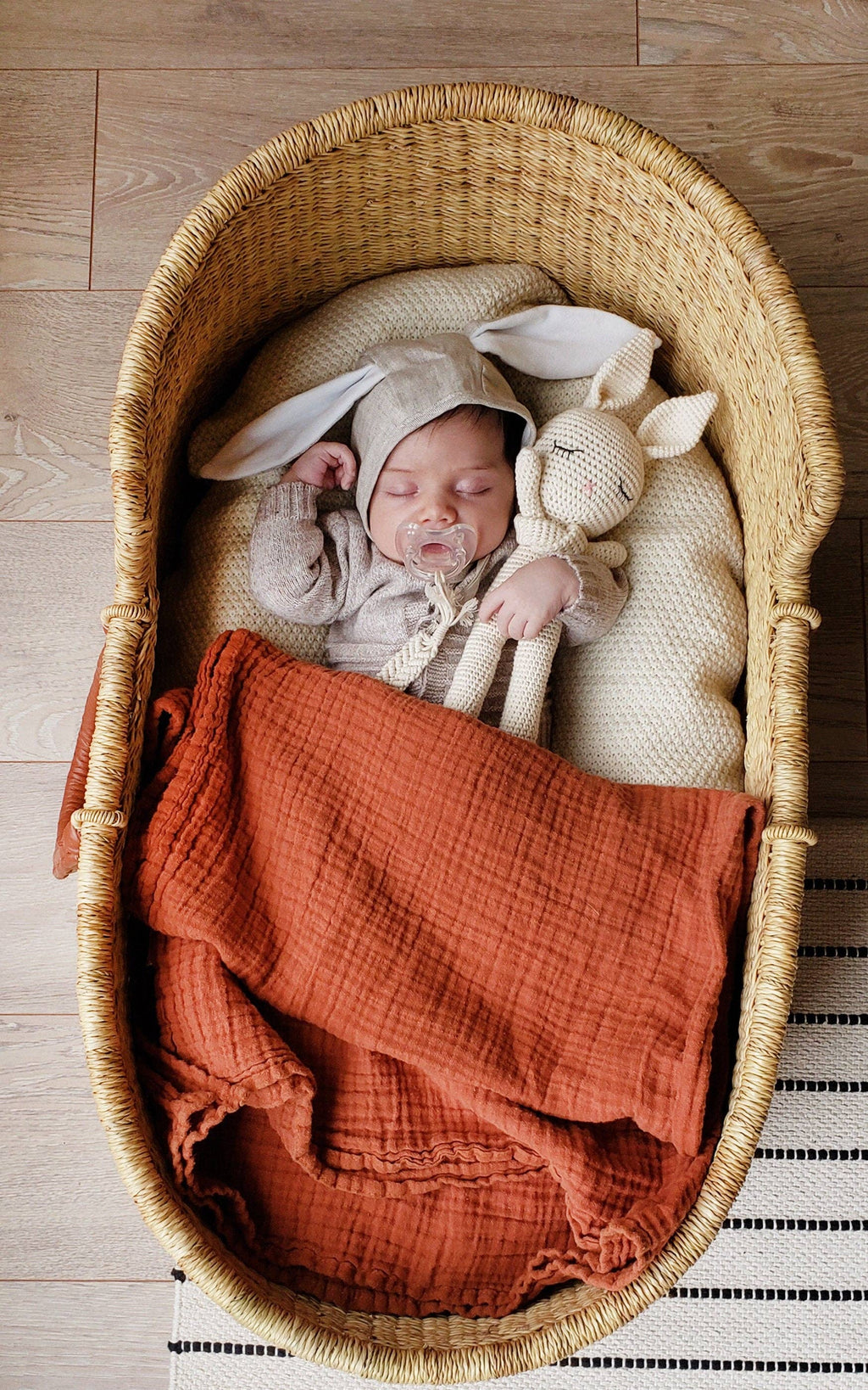 Sleepy Crochet Bunny Doll Standing Ears: Cream bunny Doll