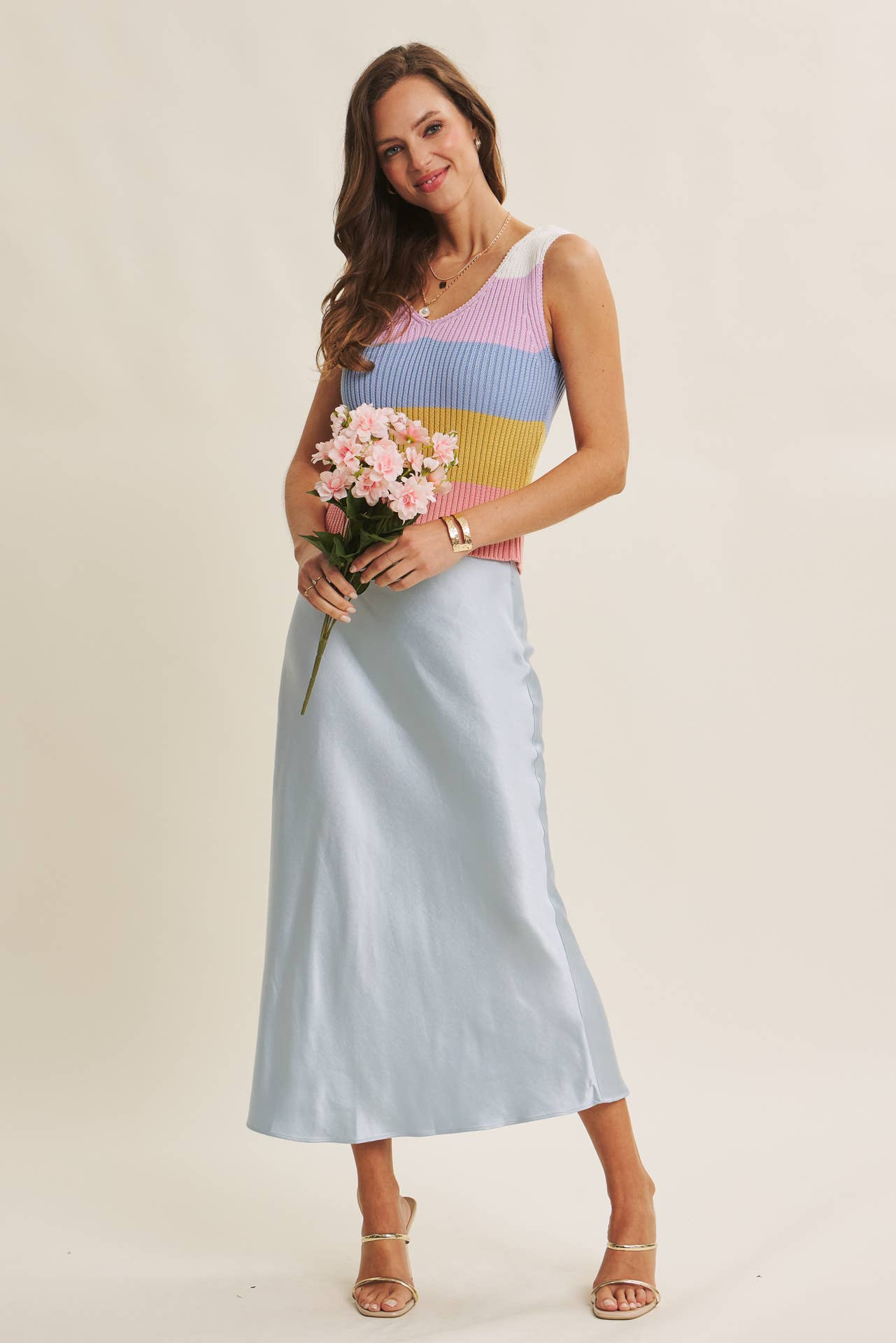 MOONLIT THICK HIGH QUALITY SILKY SATIN BIAS CUT MAXI SKIRT: DUSTY MAUVE / L