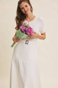 PHOTOGRAPHS LIKE A DREAM BELTED SWEATER TWOFER MIDI DRESS