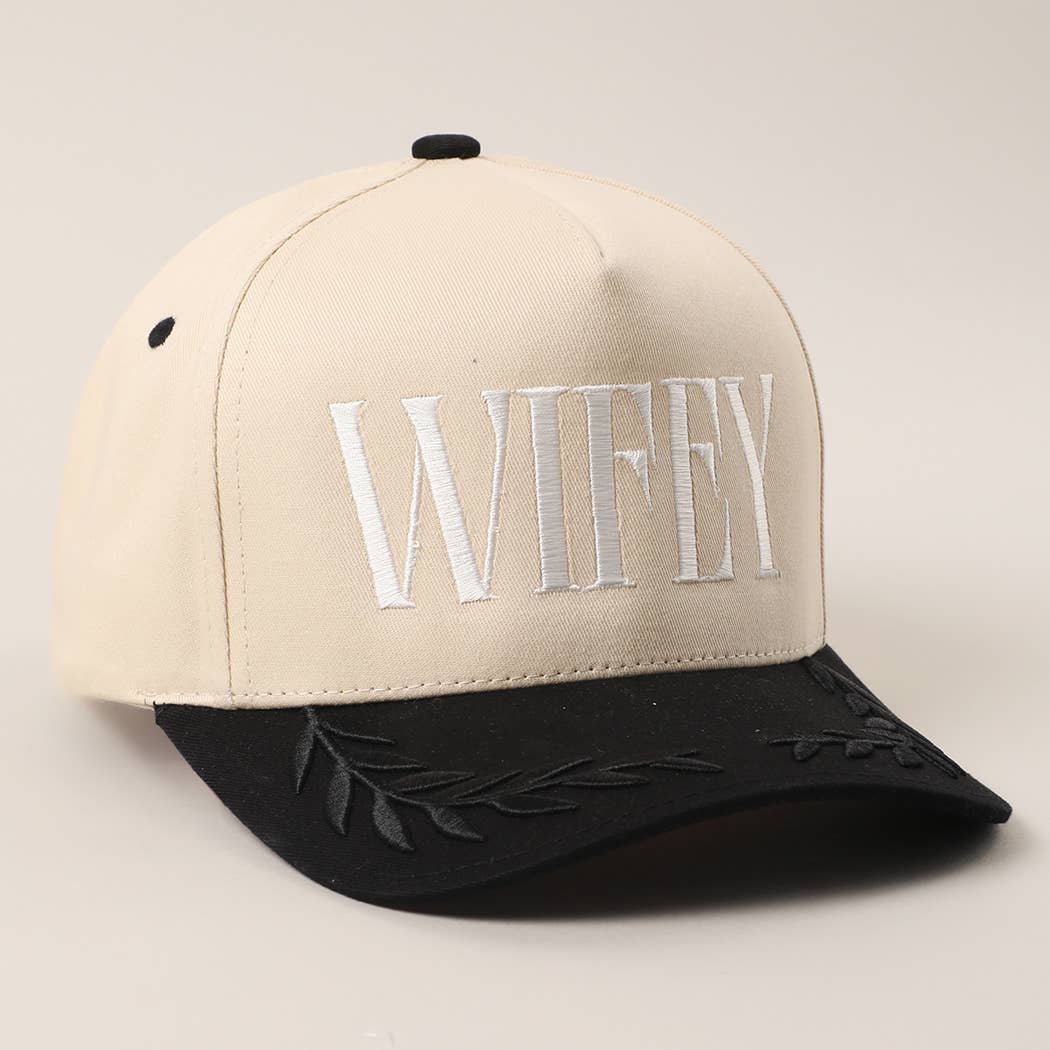 WIFEY Two-Tone Canvas Trucker Hat with Bay Leaf : BLK / One Size