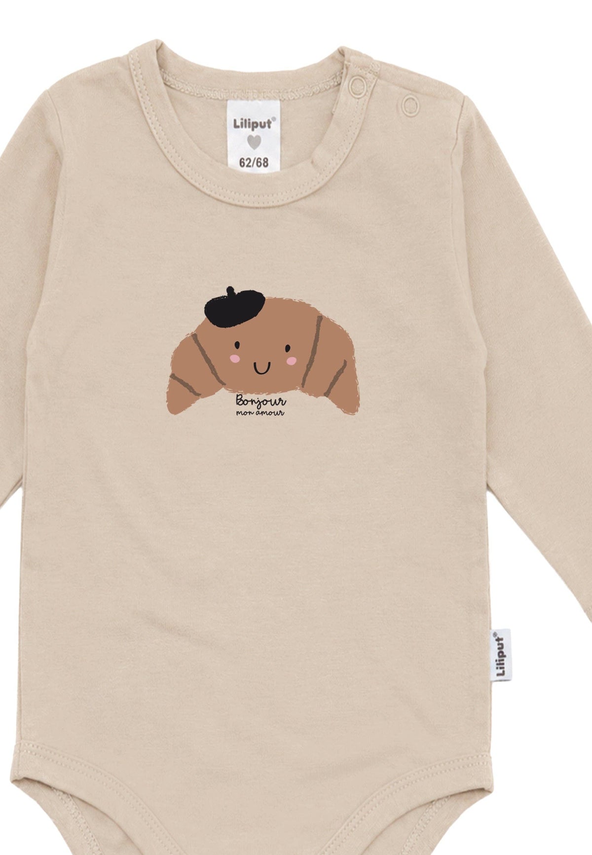 Bonjour Croissant Long Sleeve Onesie