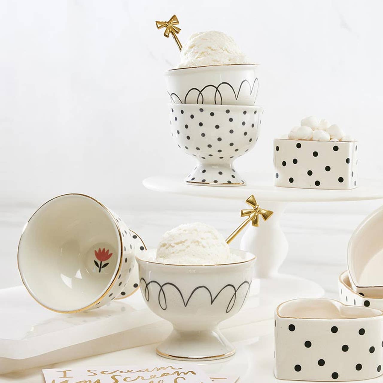 Ceramic Ice Cream Bowl - Polka Dots: Material