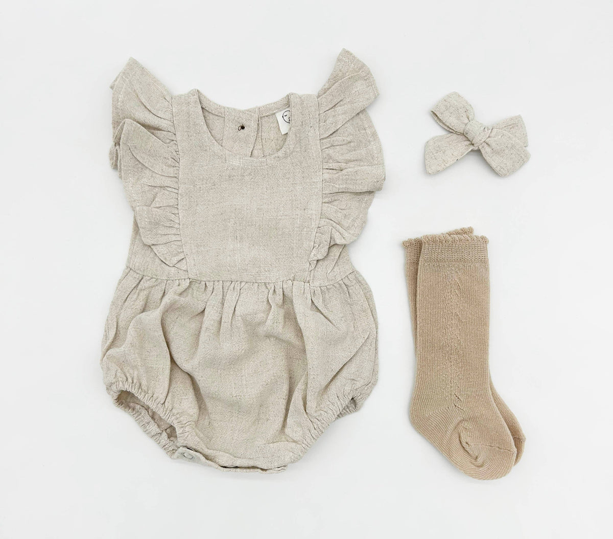 Gabriella Sleeveless Romper 3pc Set: Sage / 12-18 months