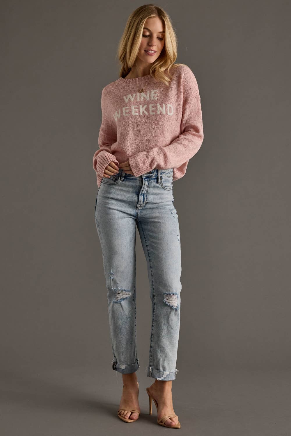 Lt. Pink Wine Weekend Lightweight Sweater