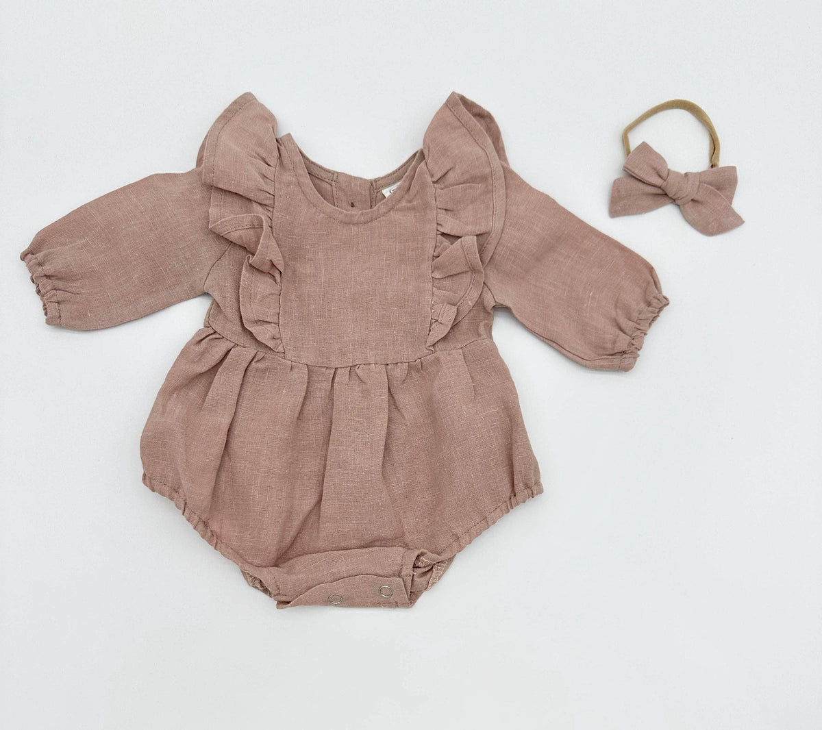 Gabriella Longsleeve Romper with Bow: Plum / 0-3 months