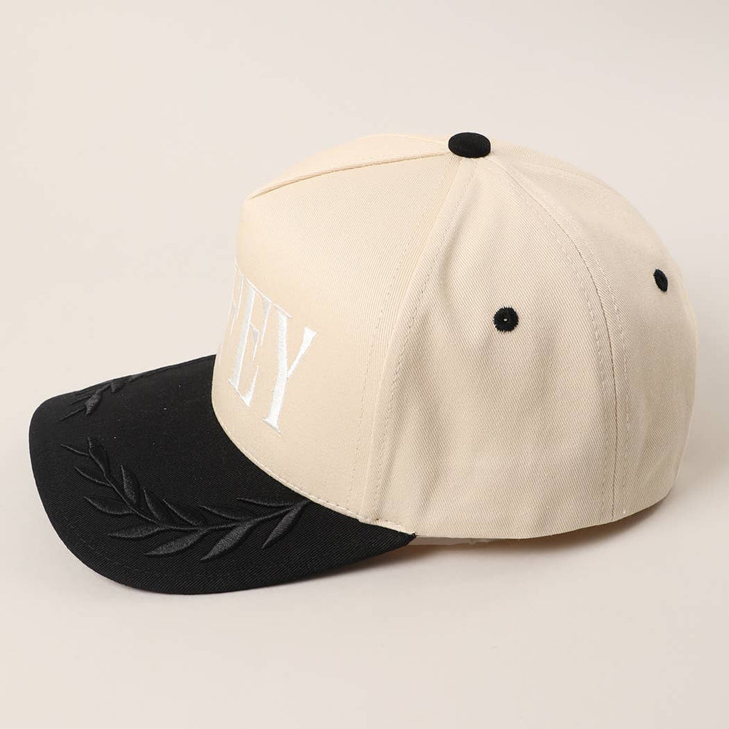 WIFEY Two-Tone Canvas Trucker Hat with Bay Leaf : BLK / One Size
