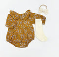 Mustard Floral Romper Set: B. 3pc Cream / 18-24 months