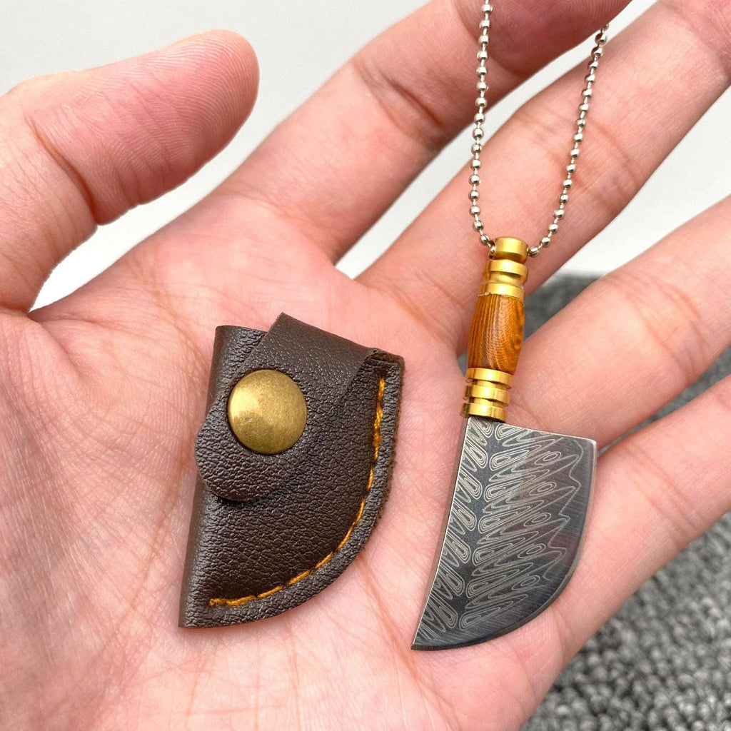 Mini Damascus Blade with Leather Cover