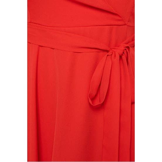 PLUS SIZE SURPLICE WRAP RUFFLE SLEEVE MIDI DRESS: Green / 1X