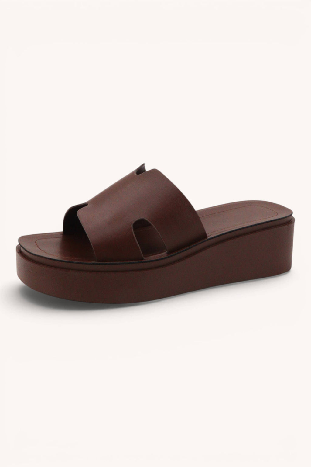 LUCK-34 H-Cut Platform Slide Sandals Trendy Everyday Flats: IVORY / A12