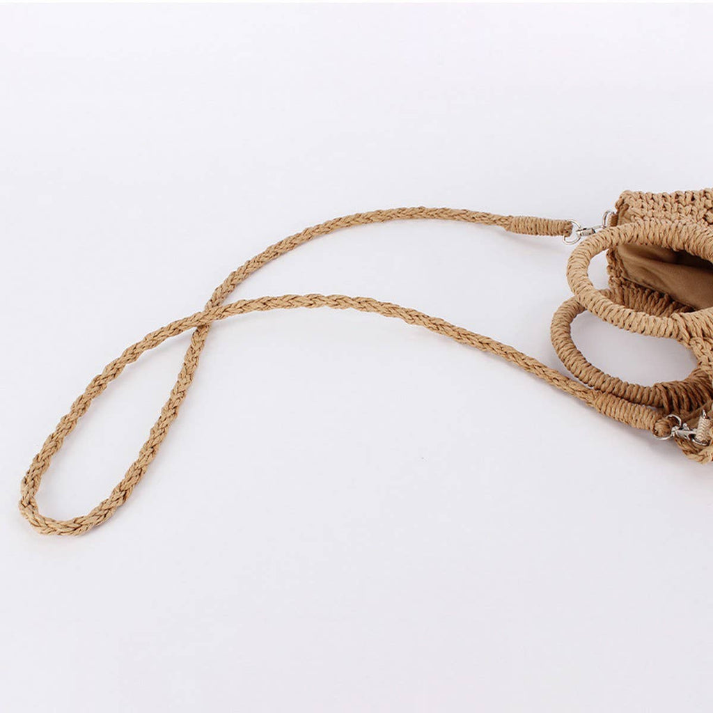 SOLID COLOR SEMI-CIRCLE HANDMADE STRAW BAG