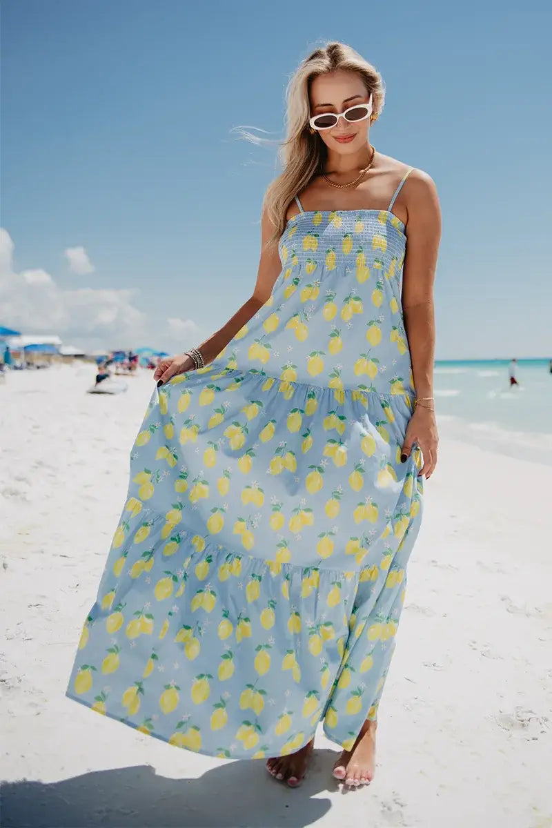 Zesty Lemons Summer Maxi Dress