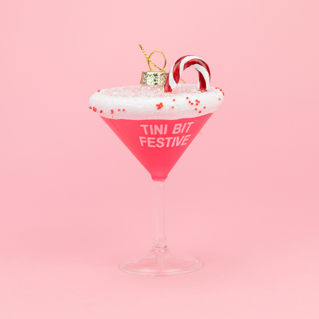 Tini Bit Festive - Martini Glass Ornament, Holiday Gift