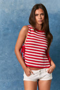Harbor Stripe Tie-Side Sweater Tank
