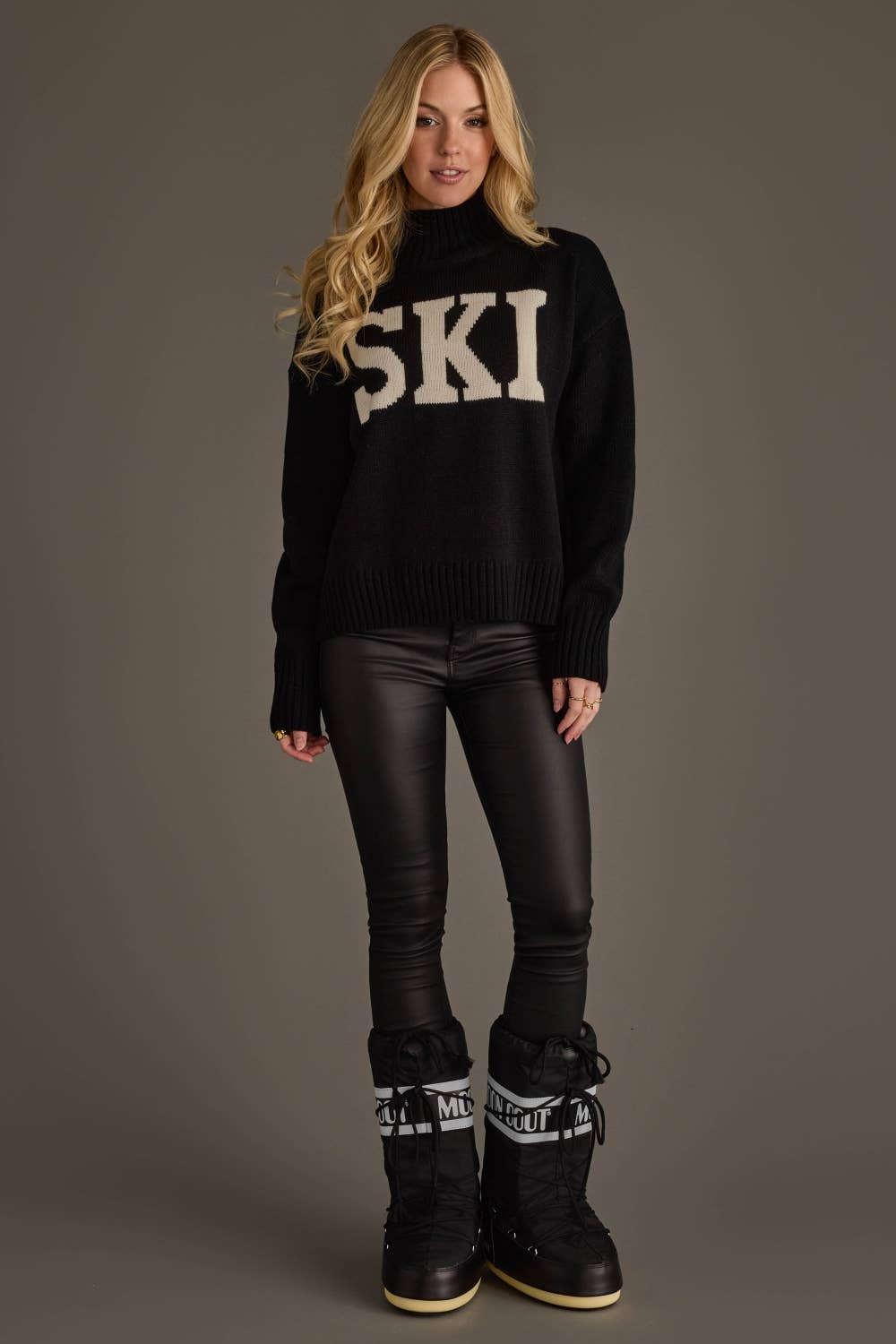 Black & White Ski Mock Neck Sweater