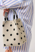 Polka Dot Canvas Tote Bag with Wrapped Handles