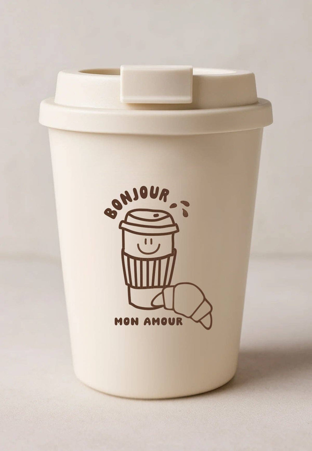 Bonjour Mon Amour Coffee Cup -  brown