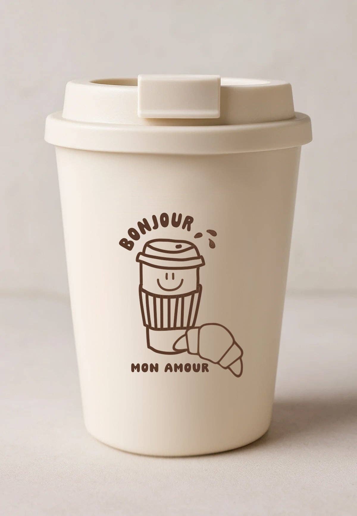 Bonjour Mon Amour Coffee Cup -  brown
