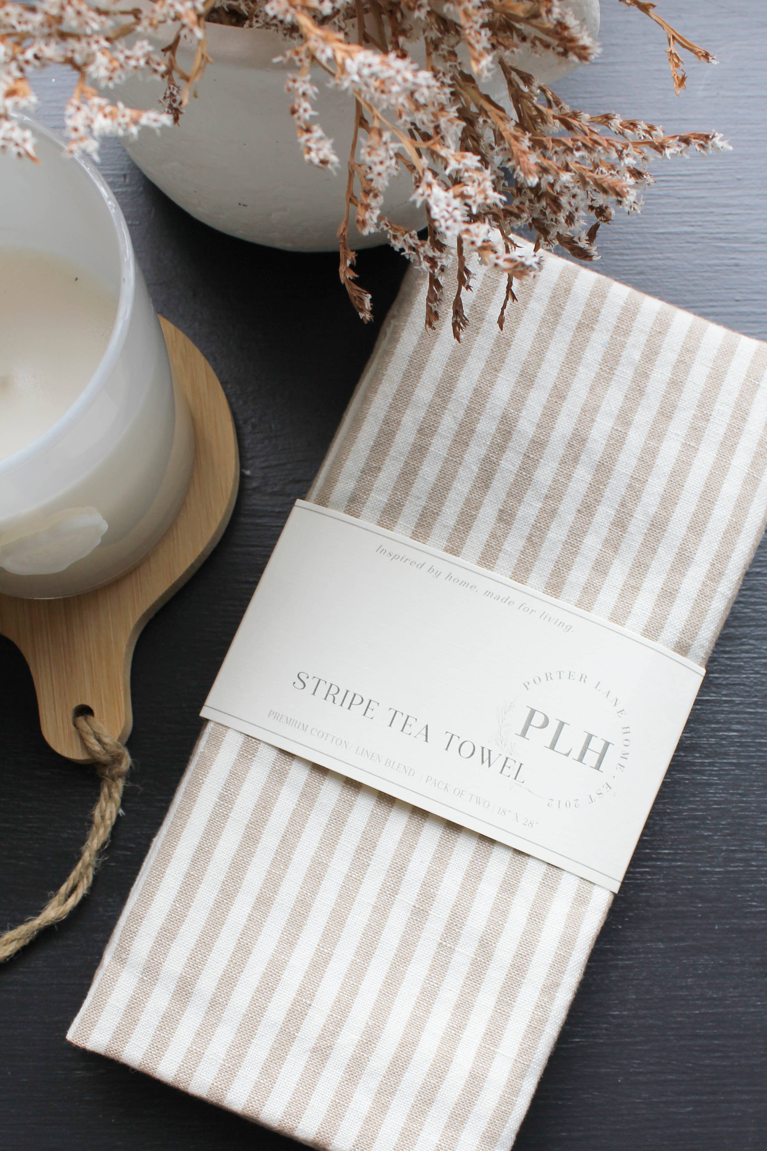 Stripe Tea Towel Set: Black