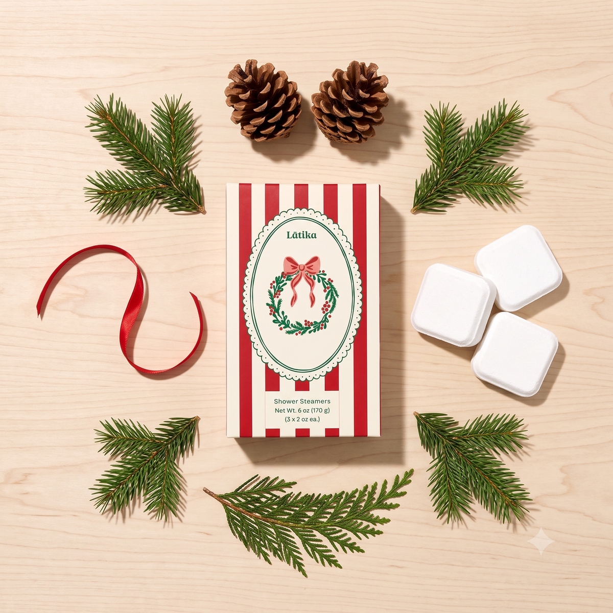 Shower Steamers - Wreath Christmas Pine & Cedarwood (3pk)