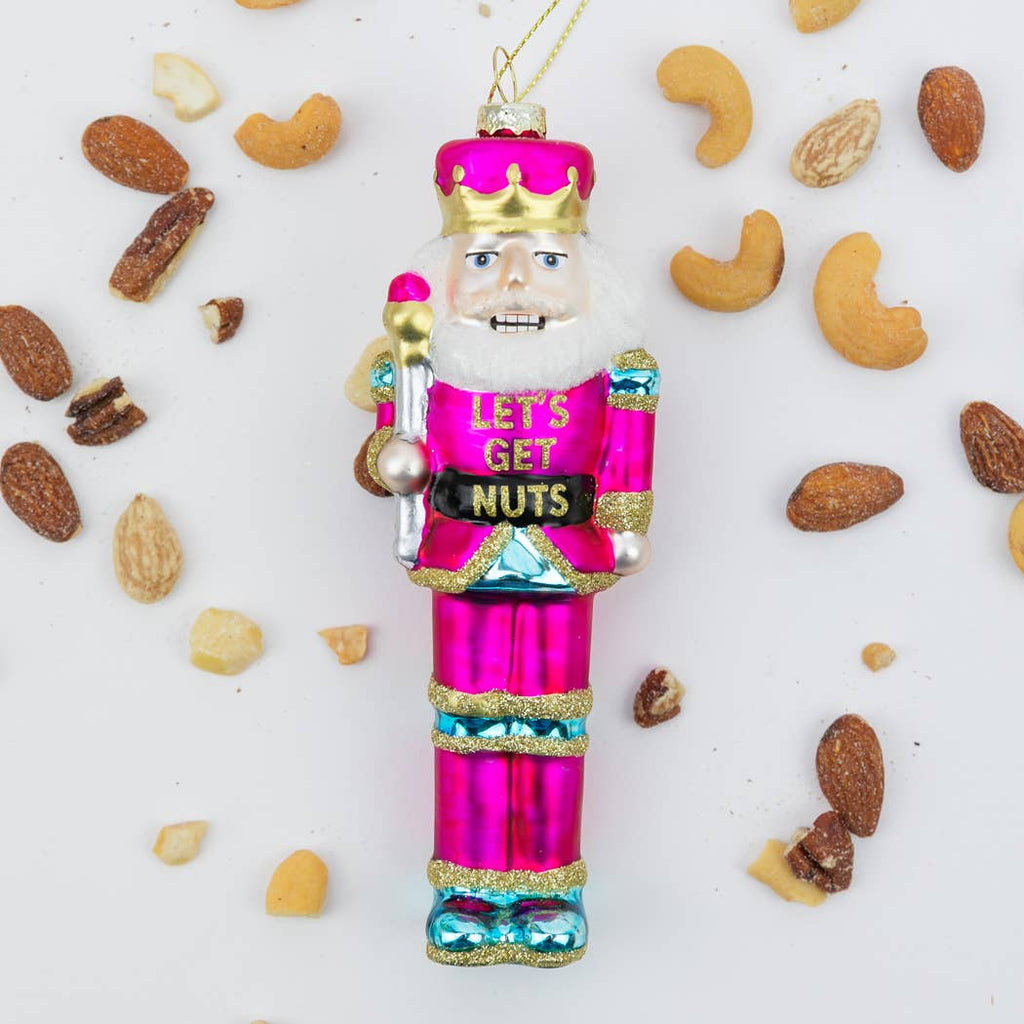 Let's Get Nuts - Nutcracker Glass Ornament, Holiday Gift