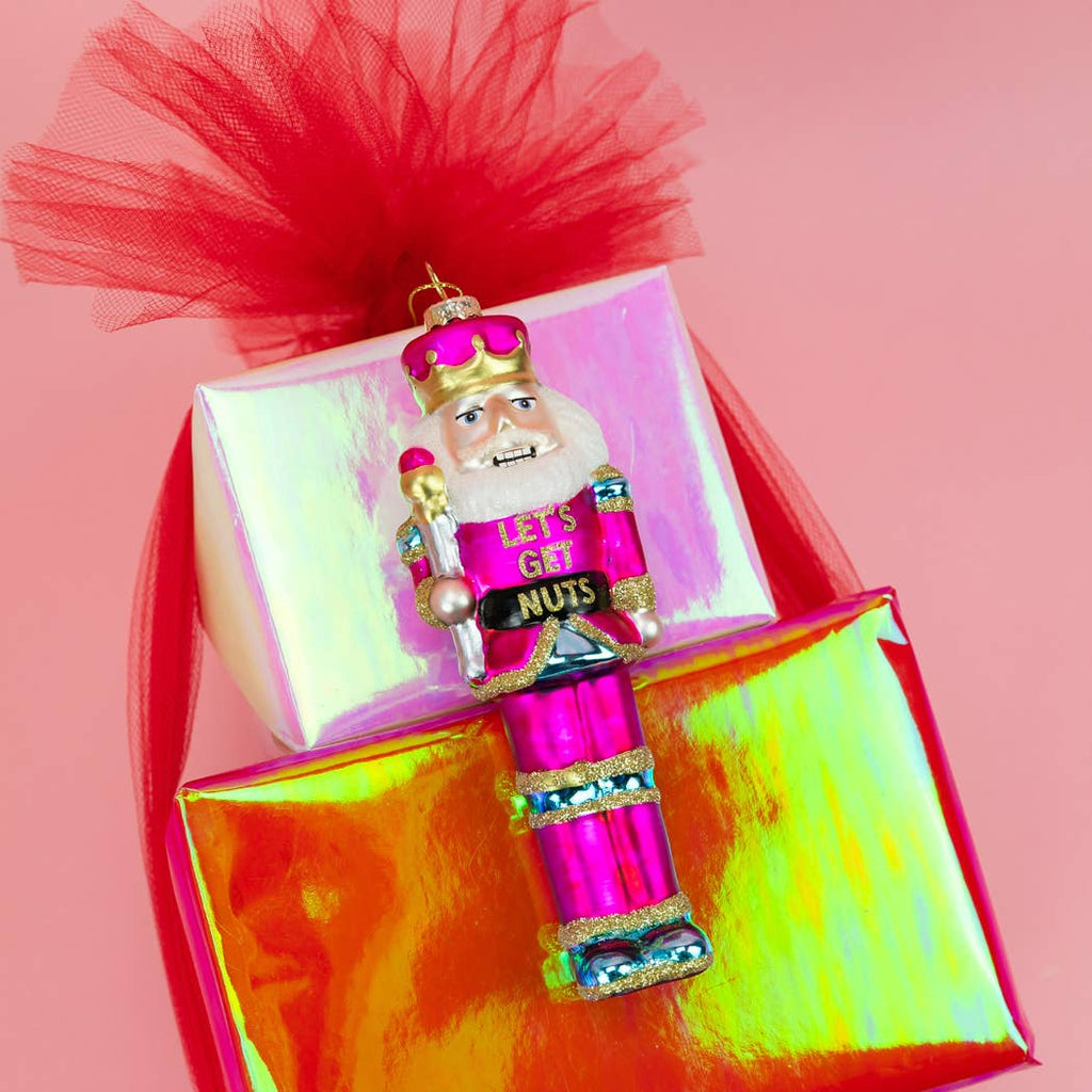 Let's Get Nuts - Nutcracker Glass Ornament, Holiday Gift
