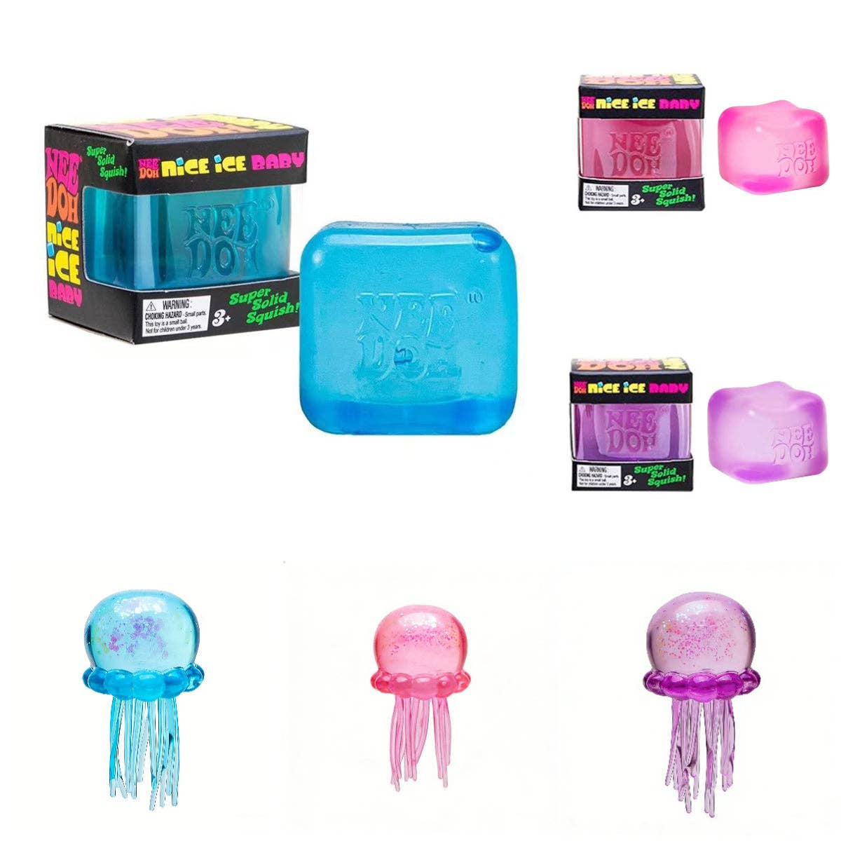 Nice Cube Jellyfish Squishy Sensory Stress Relief Toys in Box Squeeze Fidget Toy: Pink cube / 1 pc