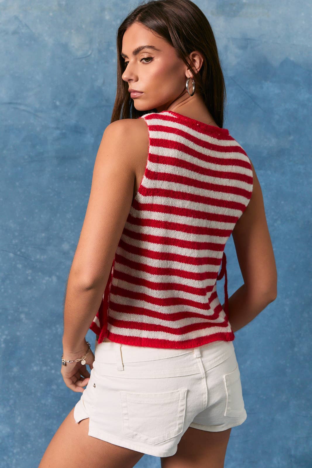 Harbor Stripe Tie-Side Sweater Tank
